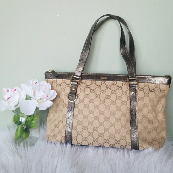 Gucci Handbags - Gucci Monogram Medium Abbey Tote Metallic